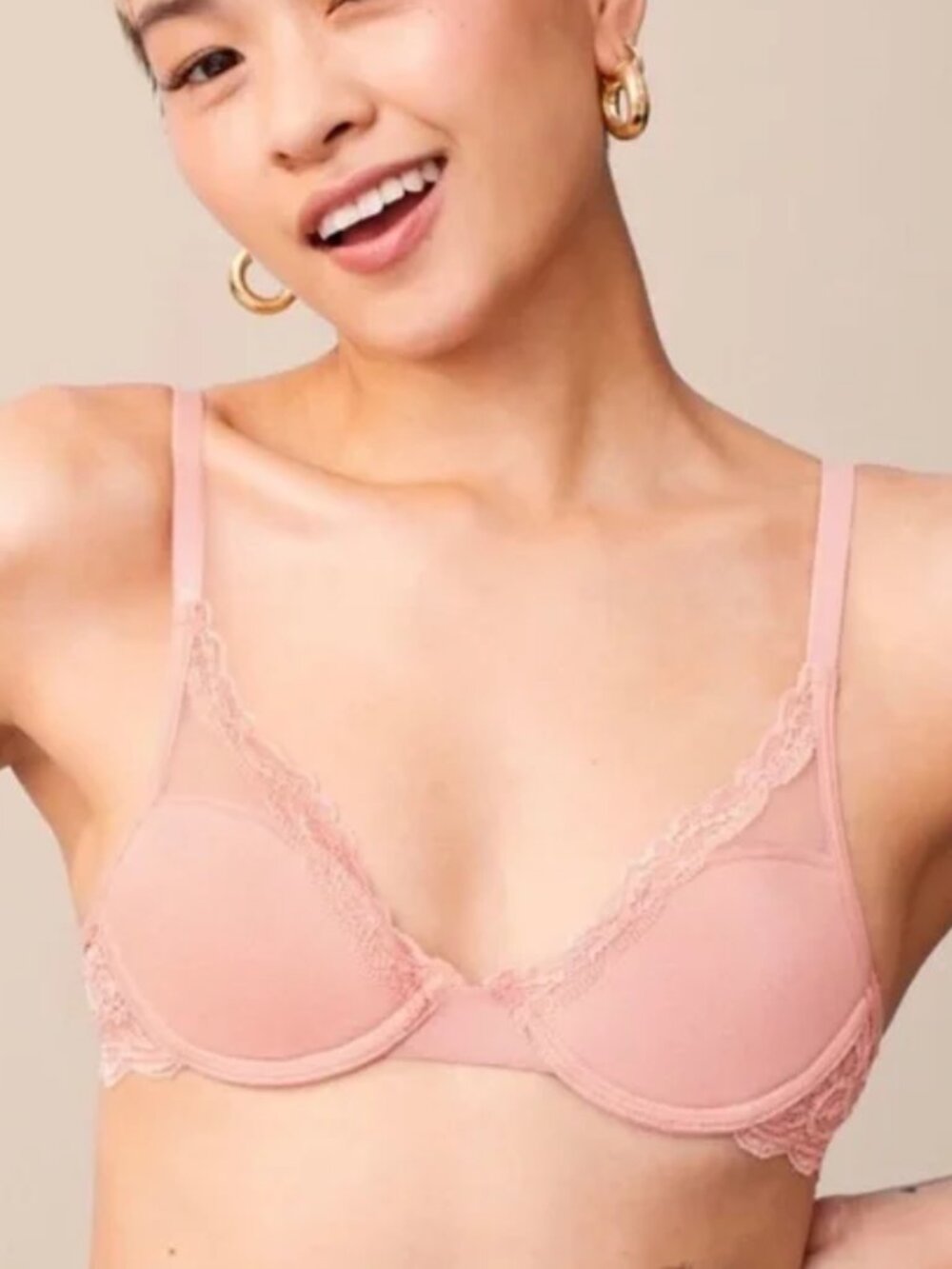 Pepper Size 36B Pink Lace Overlay Underwire Bra